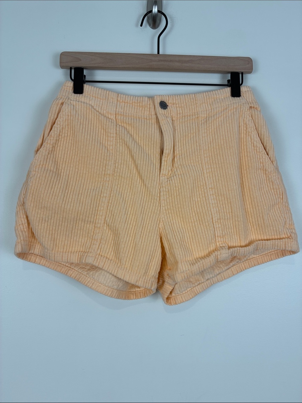 RVCA Women’s Medium Peach Corduroy High-Waist Shorts Cotton 80s